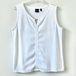 Rafaella 100% Cotton White Sleeveless Metal Accent Tank Top Extra Large